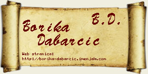 Borika Dabarčić vizit kartica